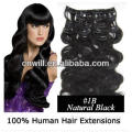 100% Virgin Brazilian Hair 18'' Black Color 100g Curly Clip In Human Hair Extensions Accept Paypal&Escrow